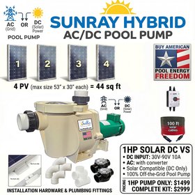 SunRay 1HP Hybrid AC/DC Solar Pool Pump