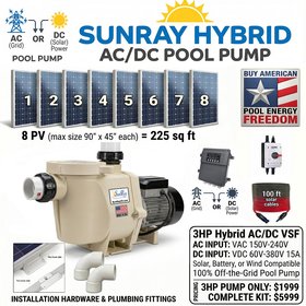 SunRay 3HP Hybrid AC/DC Solar Pool Pump